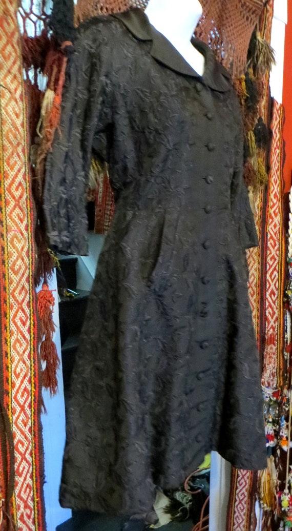 Nan Duskin Embroidered Black Silk Coat/Dress/Dust… - image 7