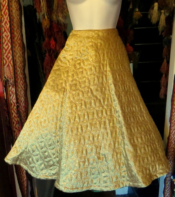 Exceptional 50s Nelly de Grab Gold Quilted Skirt … - image 6