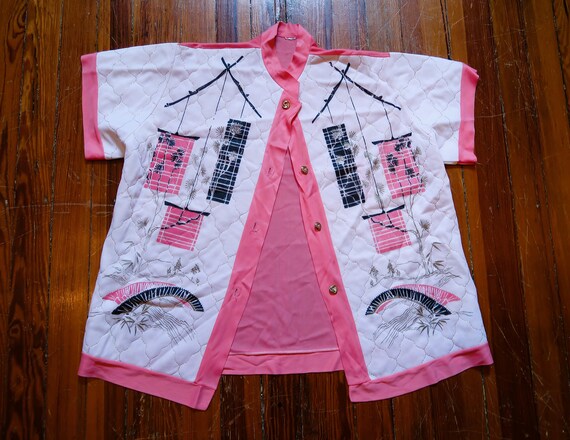 Rare MCM 50s Hot Pink Asian Pajama Set w/Fab Ligh… - image 8