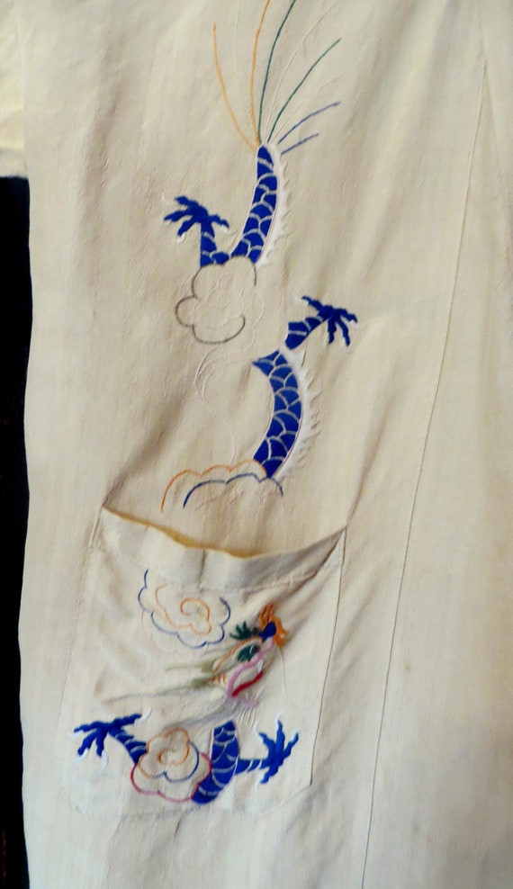 SALE Rare Antique 1930s Natural Silk Asian Embroi… - image 8
