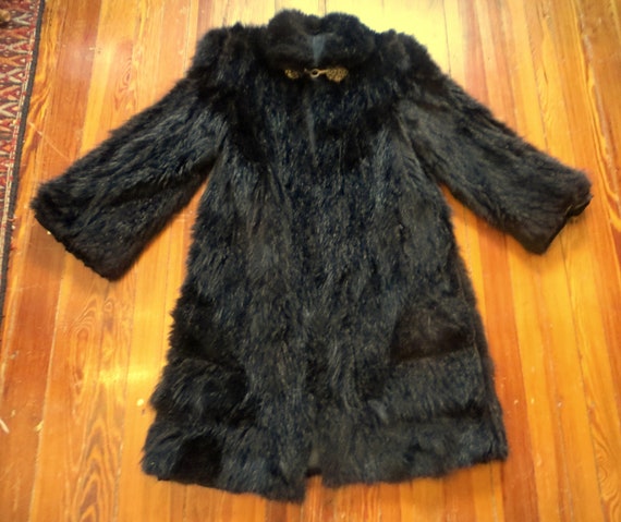 Fabulous Rare 30s/40s Black Skunk Fur Coat w/Fanc… - image 6