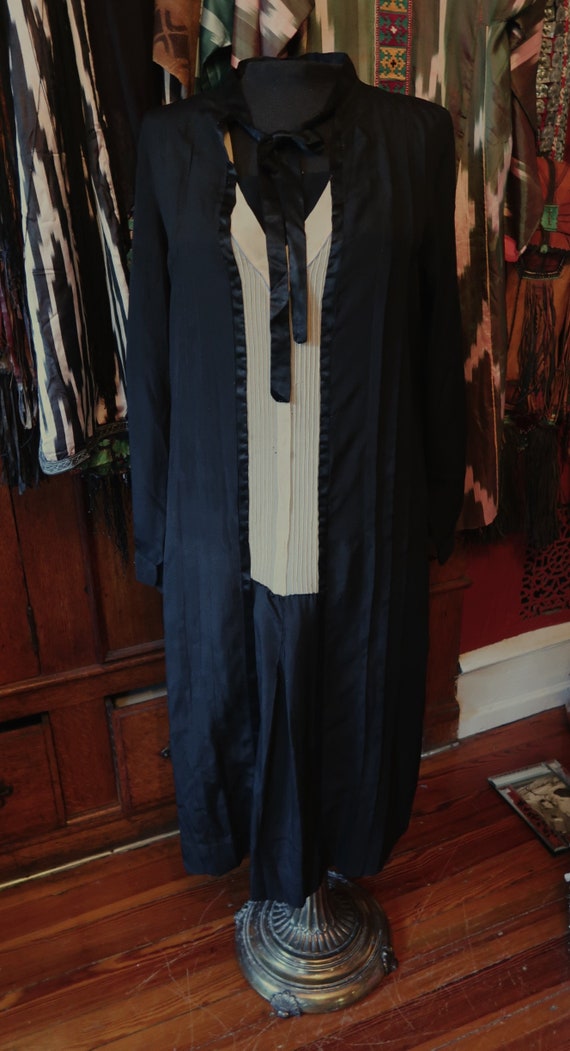 Stunning 20s/30s Black Silk Crepe De Chine Dress … - image 5