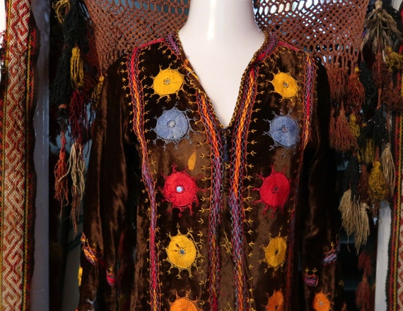 Gorgeous 60s/70s Indian Chocolate Brown Velvet Dr… - image 1