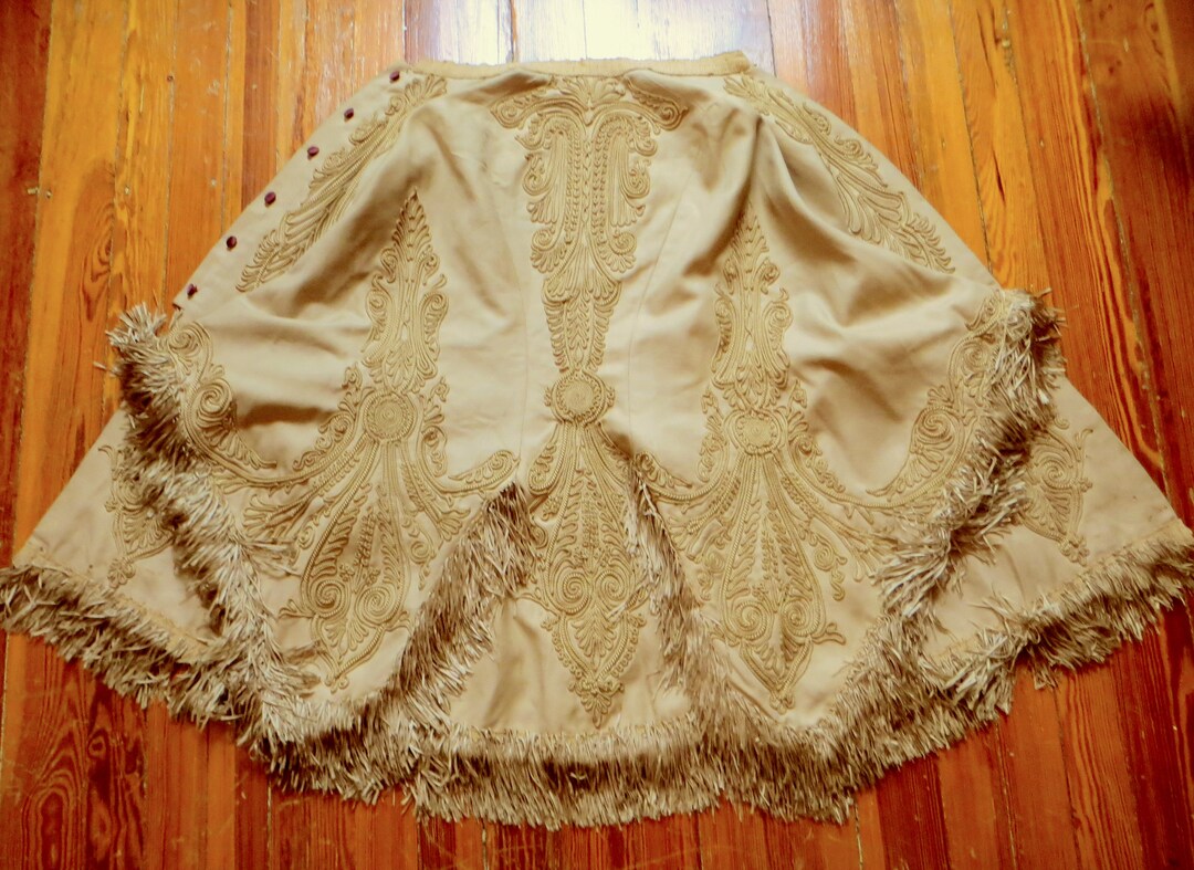 Rare Antique Victorian Cape/mantle W/extensive Soutache Embroidery and Fringe in Rare Color