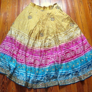 SALE Absolutely Stunning Indian Silk Wedding Skirt w/Amazing Embroidered Bead and Sequin Work and Rhinestones, Larger Size