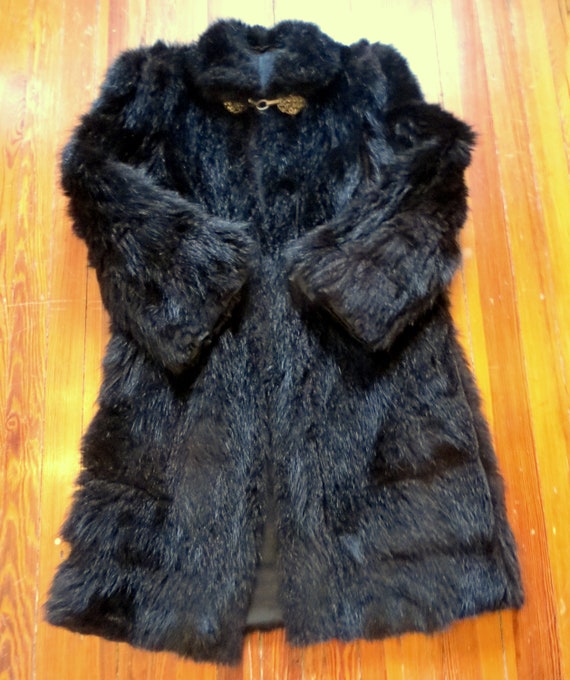 Fabulous Rare 30s/40s Black Skunk Fur Coat w/Fanc… - image 4