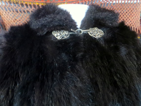 Fabulous Rare 30s/40s Black Skunk Fur Coat w/Fanc… - image 9