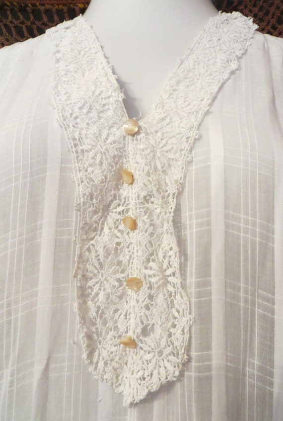Antique Victorian/20s Windowpane Cotton Day Dress 