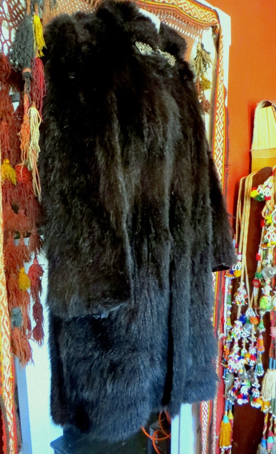 Fabulous Rare 30s/40s Black Skunk Fur Coat w/Fanc… - image 5