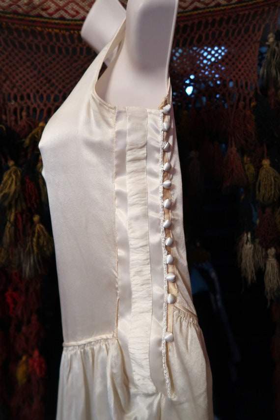 Antique 1920s White Silk and Lace Wedding Dress, … - image 1