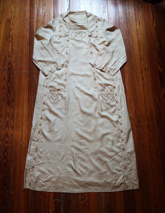 Rare 1920s Handmade Art Deco Pongee Silk Embroide… - image 7