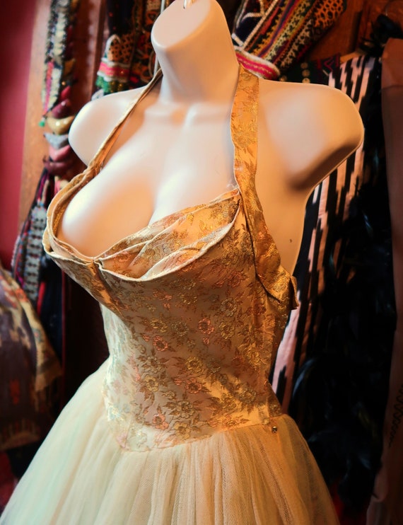 gold 1950 cocktail dresses for sale