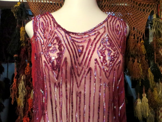 Heavily Sequinned/Studded 20s Netted Flapper Dres
