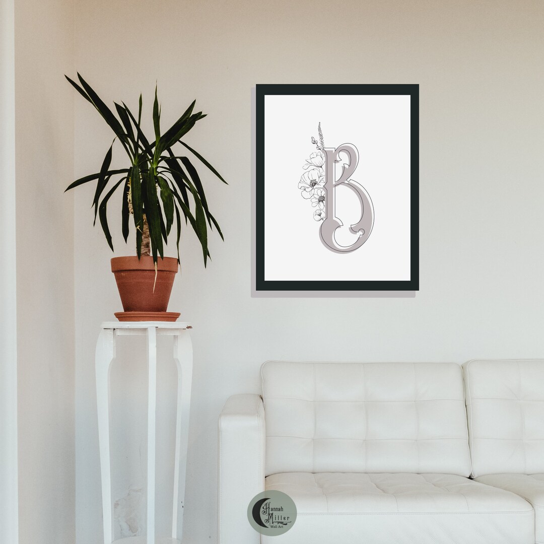 Digital Letter B Wall Art Print Personalised Gift for Her Etsy