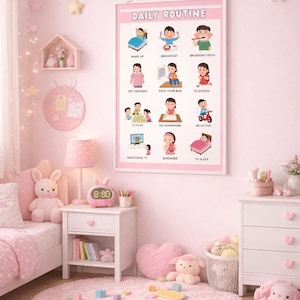 Kids daily routine chart, visual schedule, printable kids routine/ Dagplanning printable kinderen, visuele routine/