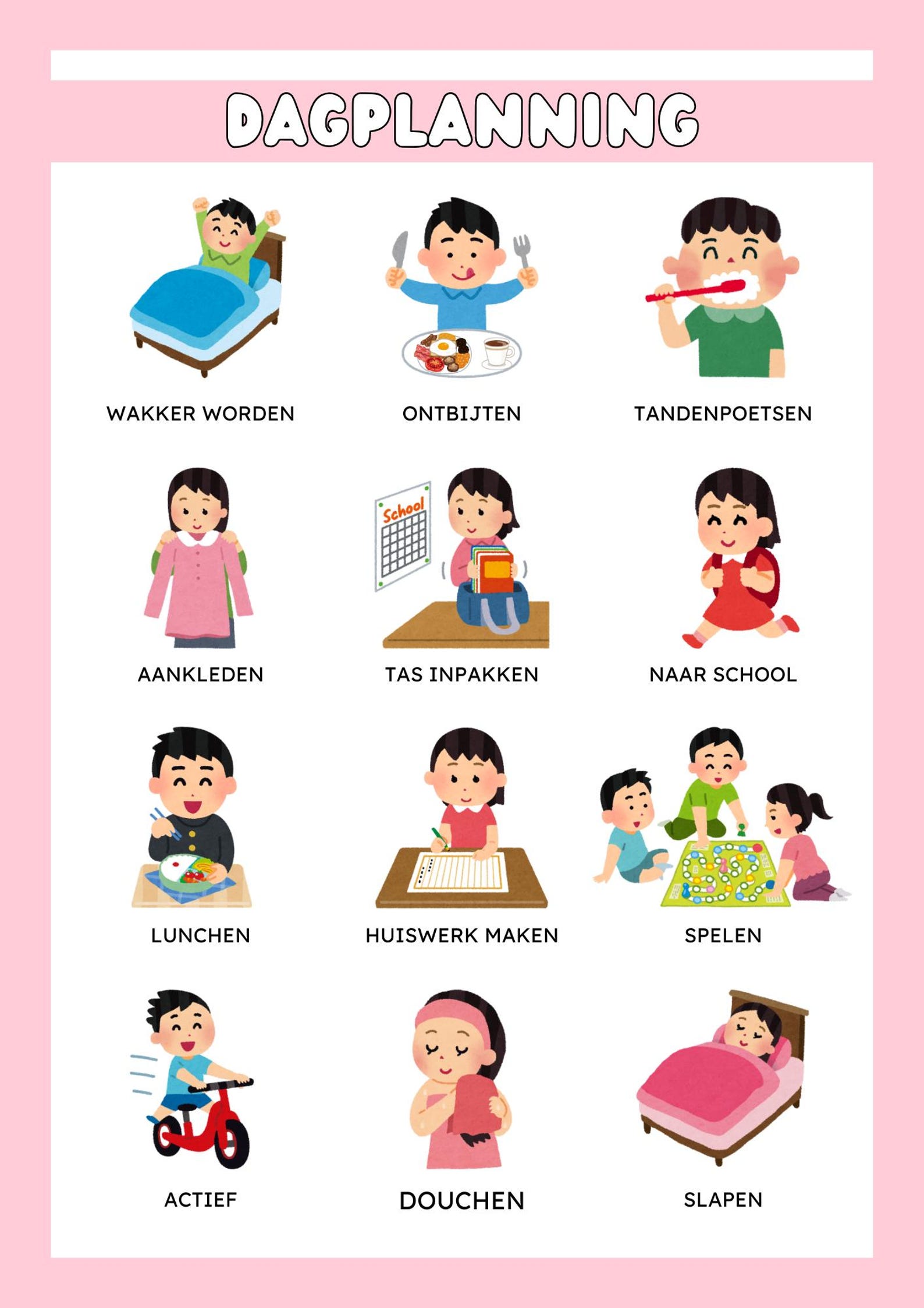 Dagplanning Dagplanner voor kinderen, dagplanning kids, pictogrammen, PictoPlan ...