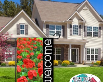 Welcome Garden Flag Template Download Sublimation Digital Design for Printing