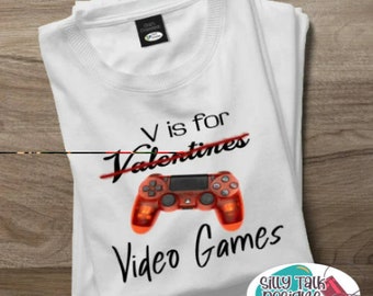 V is for Valentine Video Games Download Sublimation Digital Design for Printing