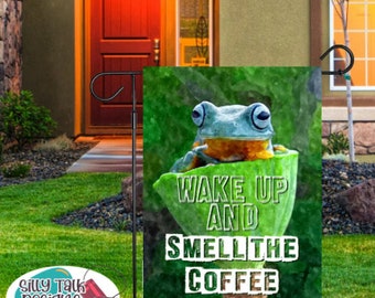Wake Up and Smell the Coffee Garden Flag Template Download Sublimation Digital Design for Printing