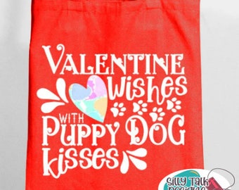Valentine Wishes with Puppy Dog Kisses Download  Digital Design for Cricut Silhouette Scan n Cut