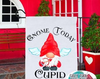 Gnome Today Cupid Garden Flag Template Download Sublimation Digital Design for Printing