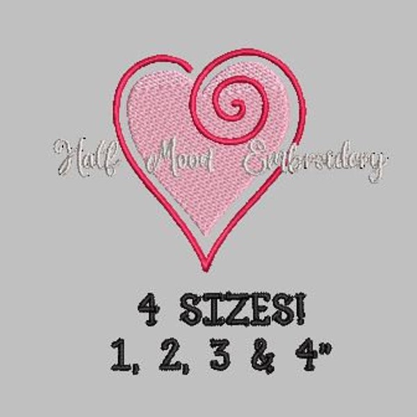 BOGO Free!  Mini Heart Embroidery Design | Small Heart | Valentine's Heart Embroidery Design | Swirl Heart | Mini Valentines Heart