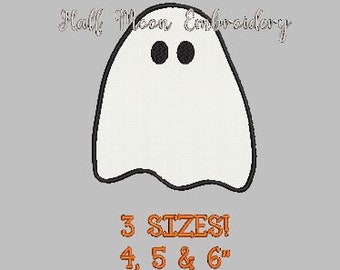 Motif de broderie appliqué fantôme | Motif de broderie fantôme | Appliques d'Halloween Motif de broderie Halloween | Appliqué effrayant