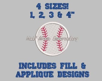 BOGO Free!  Mini Baseball Embroidery Design | Small Baseball | Baseball Applique Embroidery Design | Mini Softball | Small Softball