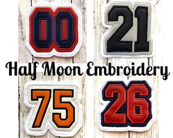 Personalisierter Jersey Number Letterman Jacket Patch | Sportnummer Aufnäher für Jacken | Benutzerdefinierte Nummer Patch | Der Aufnäher ist aus Vinyl