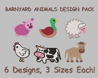 BOGO Free!  Barn Yard Animals Embroidery Design Pack | Farm Animals | Sheep Embroidery | Pig Embroidery | Cow Embroidery | Chicken Embroider