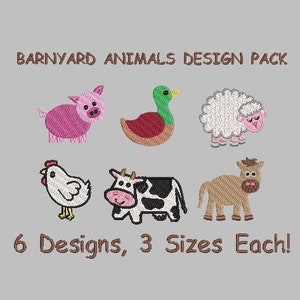 BOGO Free!  Barn Yard Animals Embroidery Design Pack | Farm Animals | Sheep Embroidery | Pig Embroidery | Cow Embroidery | Chicken Embroider