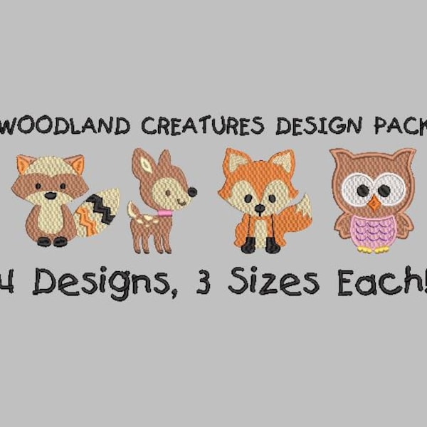 BOGO Free!  Woodland Creatures Embroidery Design Pack Woodland Animals Embroidery Design Forest Animals Embroidery Design Fox Embroidery