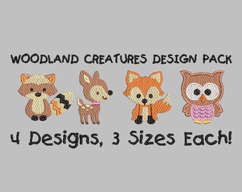Woodland Creatures Embroidery Design Pack Woodland Animals Embroidery Design Forest Animals Embroidery Design Fox Embroidery