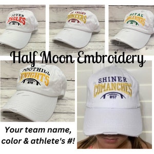 Women's Custom Football Player Jersey Team Number Hat, Baseball or High  Ponytail Cap, Handmade Embroidered Not a Patch, Spirit Game Wear Tailgating