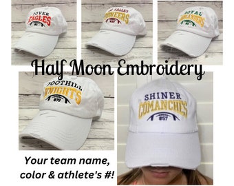 Personalisierte Spielernummer School Spirit Wear Cap | Benutzerdefinierte Nummernkappe für Sportler | Baseball Number Pony Tail Cap