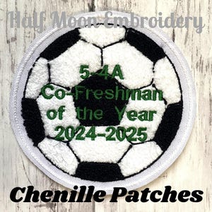 Chenille Soccer Ball Letterman Jacket Patch | Personalized Chenille Soccer Ball Patch |  Custom Soccer Ball Patch | Chenille Patch