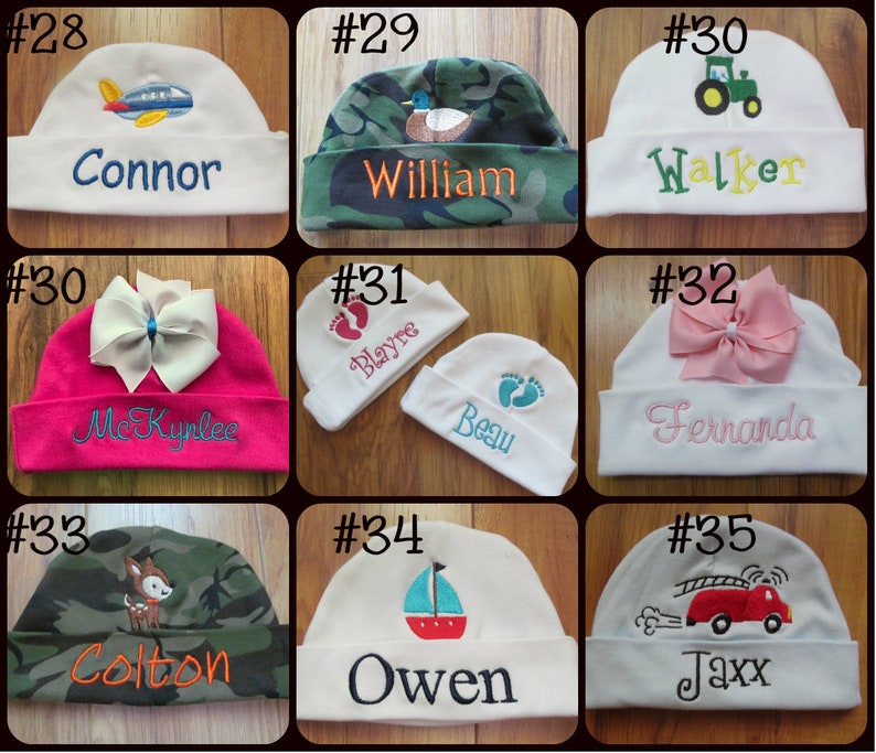 Personalized Baby Hat Monogram Baby Hat Custom Baby Hat Baby Beanie Baby Girl Gift Baby Boy Gift Hospital Hat Hospital Beanie Baby Keepsake image 7