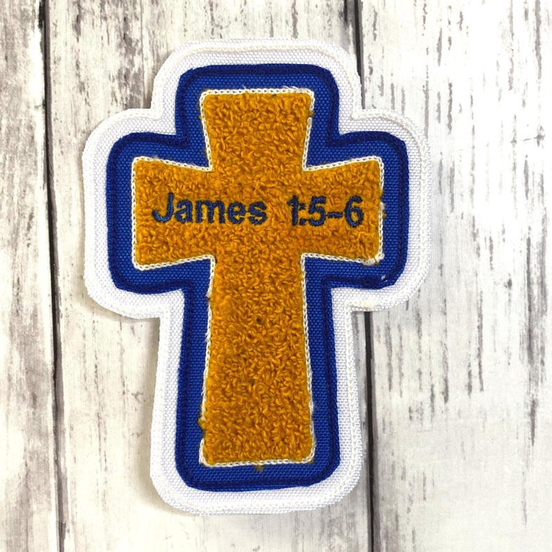 Personalized Chenille Cross Letterman Jacket Patch | Chenille Patches | Cross Patch | Personalized Cross | Religious Patch image 19