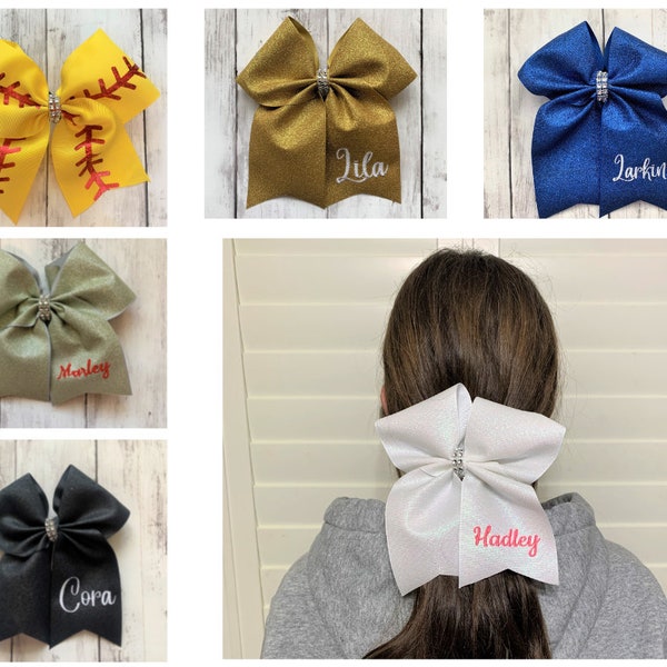 Personalized Cheer Bows | Monogrammed Cheer Bows | Personalized Hair Bows | Monogrammed Hair Bows | Personalized Bows for Girls Glitter Bows