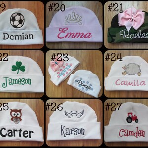 Personalized Baby Hat Monogram Baby Hat Custom Baby Hat Baby Beanie Baby Girl Gift Baby Boy Gift Hospital Hat Hospital Beanie Baby Keepsake image 6