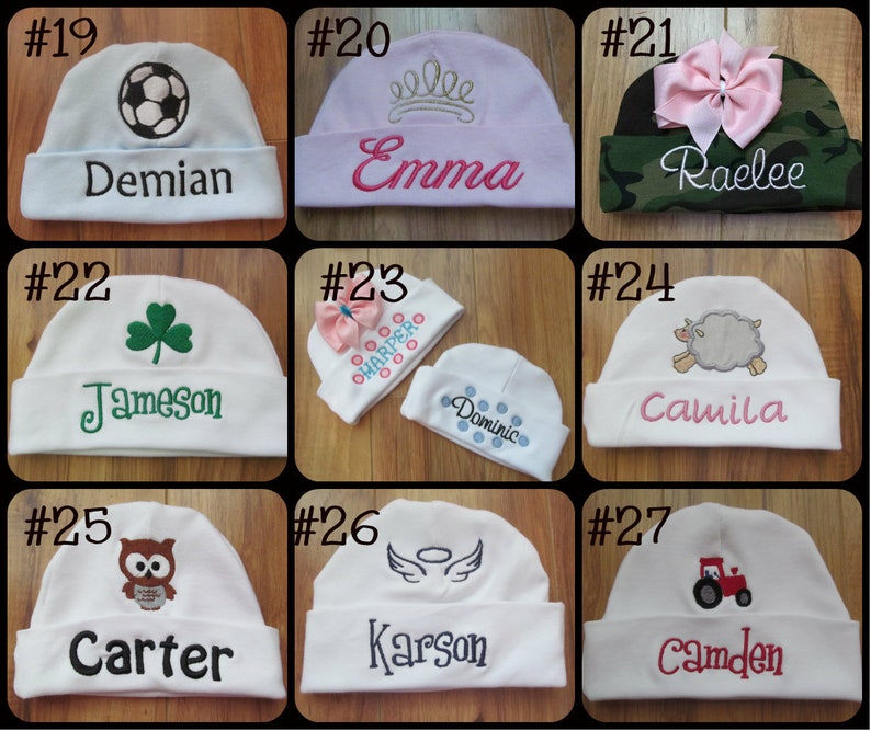 Personalized Baby Hat Monogram Baby Hat Custom Baby Hat Baby Beanie Baby Girl Gift Baby Boy Gift Hospital Hat Hospital Beanie Baby Keepsake image 6