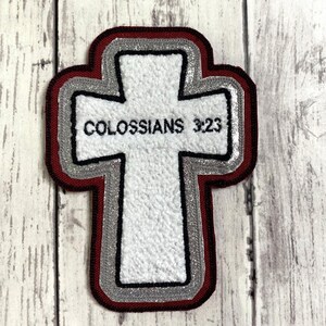 Personalized Chenille Cross Letterman Jacket Patch | Chenille Patches | Cross Patch | Personalized Cross | Religious Patch image 7