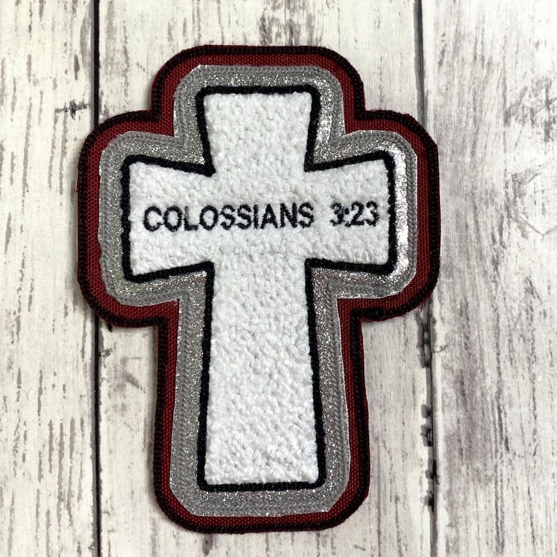 Personalized Chenille Cross Letterman Jacket Patch | Chenille Patches | Cross Patch | Personalized Cross | Religious Patch image 7