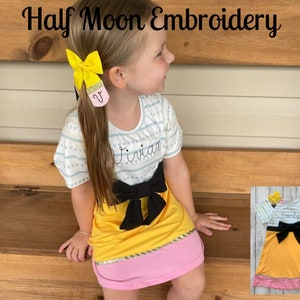 Personalized Pencil Dress | Personalized Back To School Dress | Personalized Pencil Bow | Monogrammed Pencil Bow Girls Back To School Dress