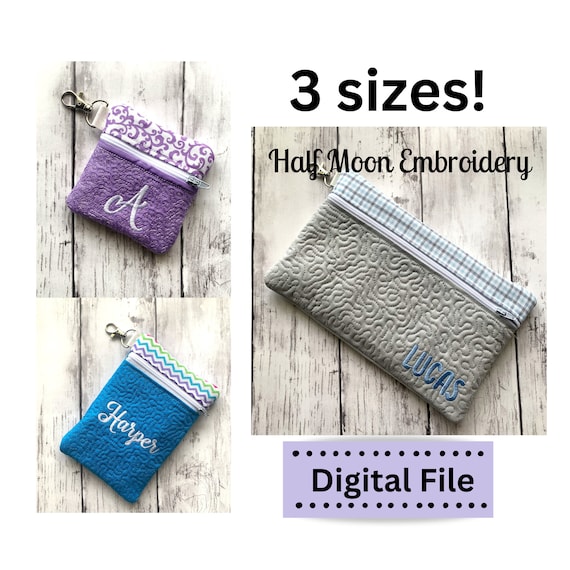 ITH Quilted Zipper Bag Embroidery Design | ITH Fabric Zipper Bag Embroidery Design | Ith Cosmetics Bag | Ith Keychain Bag