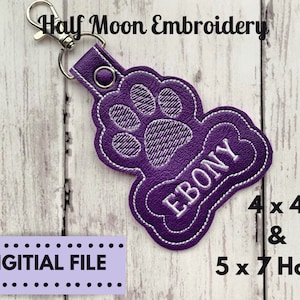Bogo Free!  ITH Dog Paw Snap Tab Embroidery Design | ITH Dog Bone Snap Tab| Ith Paw Print Snap Tab | Ith Dog Paw Key Fob Embroidery|4x4|5x7