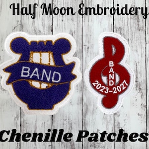 Chenille Band Letterman Jacket Patch | Chenille Music Letterman Jacket Patch | Chenille Chorus Letterman Jacket Patch | Treble Clef | Lyre
