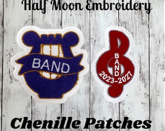 Chenille Band Letterman Jacket Patch | Chenille Music Letterman Jacket Patch | Chenille Chorus Letterman Jacket Patch | Treble Clef | Lyre