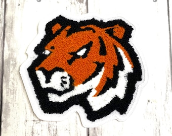 Parche de chenilla con diseño de tigre para chaqueta Letterman / Parche de tigre personalizado / Parche de chenilla con diseño de mascota Letterman para chaqueta Letterman / Parche de chenilla
