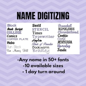 Diseño de bordado de nombre personalizado / Nombre digitalizado / Letras digitalizadas / Fuente digitalizada / Monograma digitalizado / Diseño de bordado de fuente